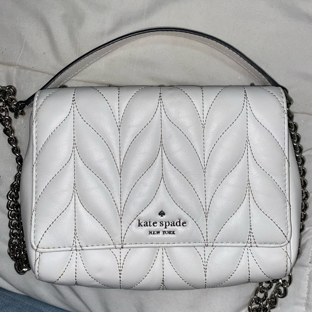 White Kate Spade Mini Quilted leather Bag.